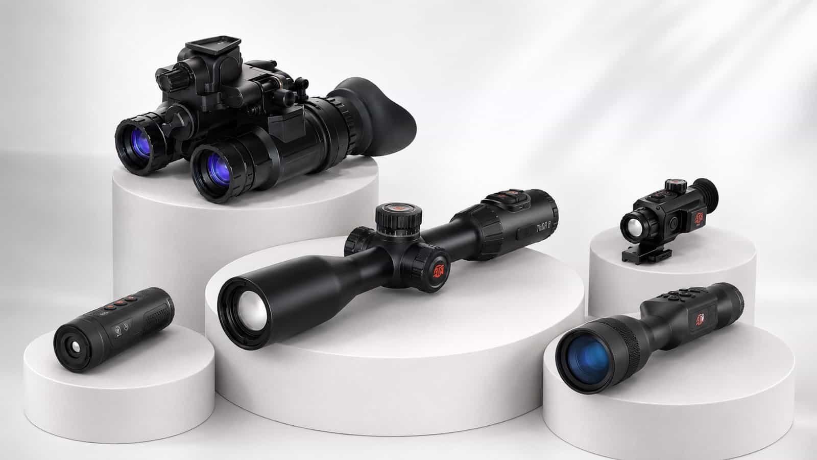ATN Corp review — product lineup showing thermal scopes, night vision goggles, and smart digital optics against dark background
