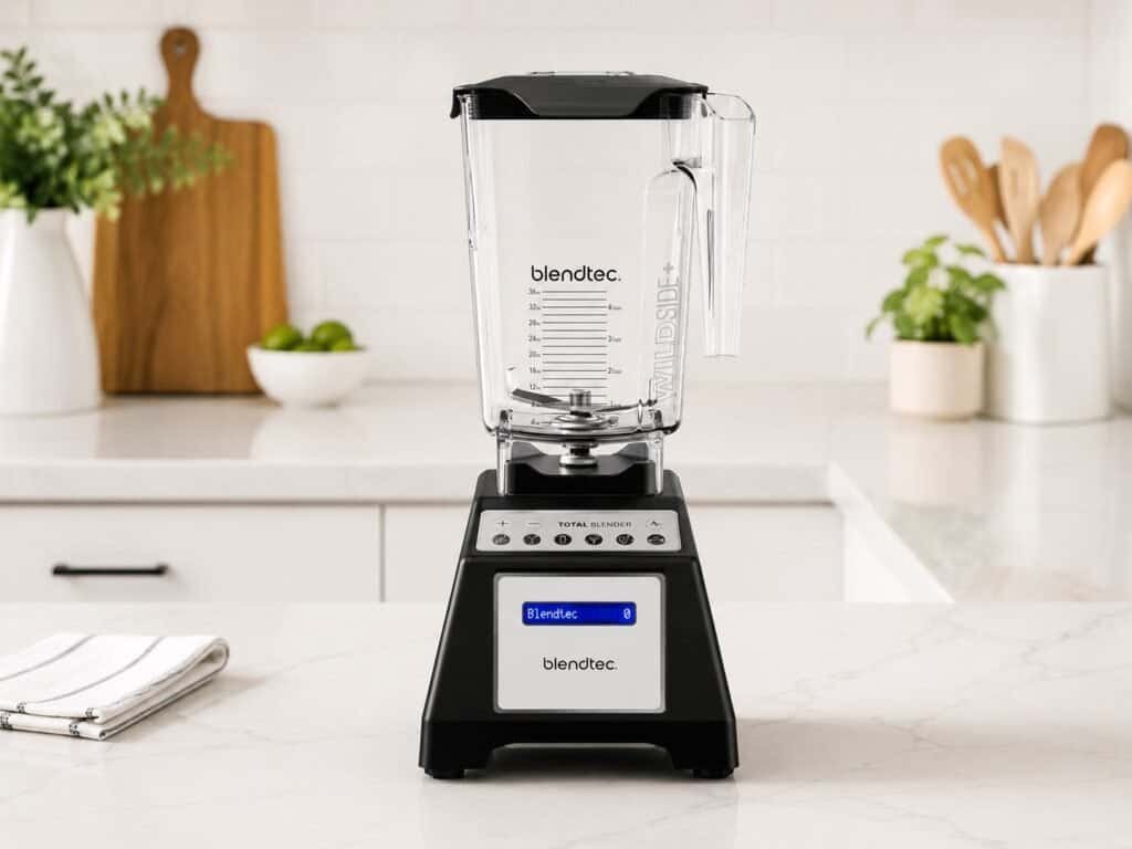 Blendtec Total Blender Classic with WildSide+ jar on a white kitchen counter