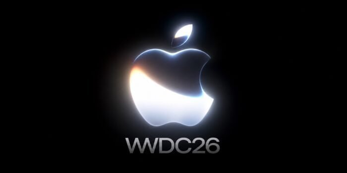 Apple WWDC26 logo glowing on black background