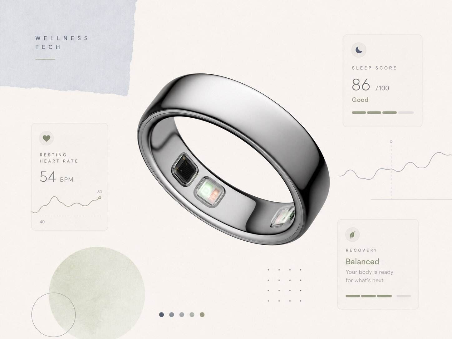 Oura Ring 5 in silver titanium showing sleep score and recovery data 2026
