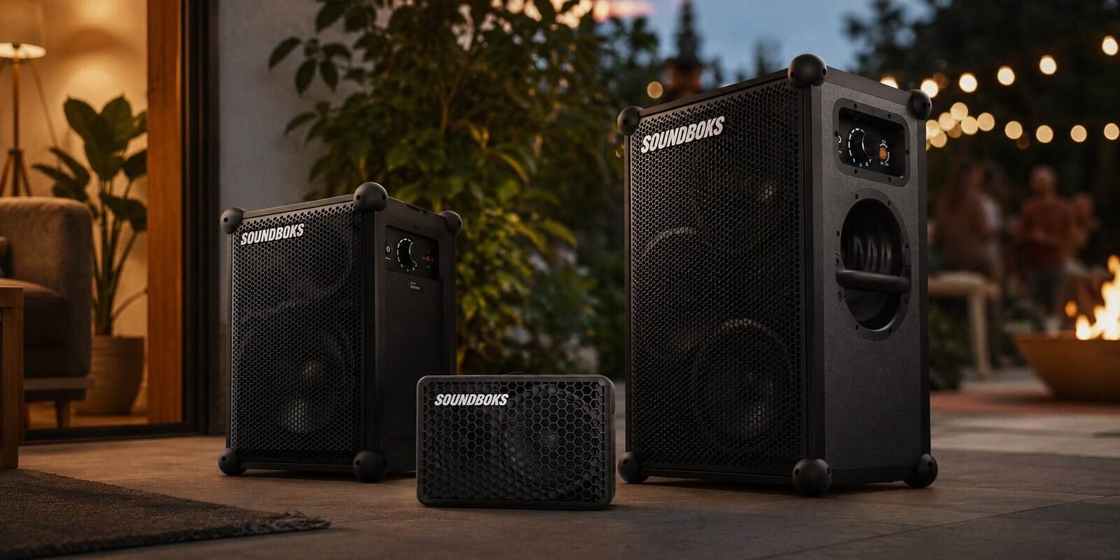 Soundboks review – Soundboks Mix and Soundboks 4 party speakers outdoors at a gathering
