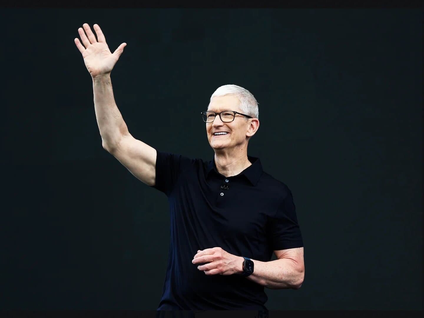 Tim Cook delivering his final WWDC keynote at Apple Park June 2026