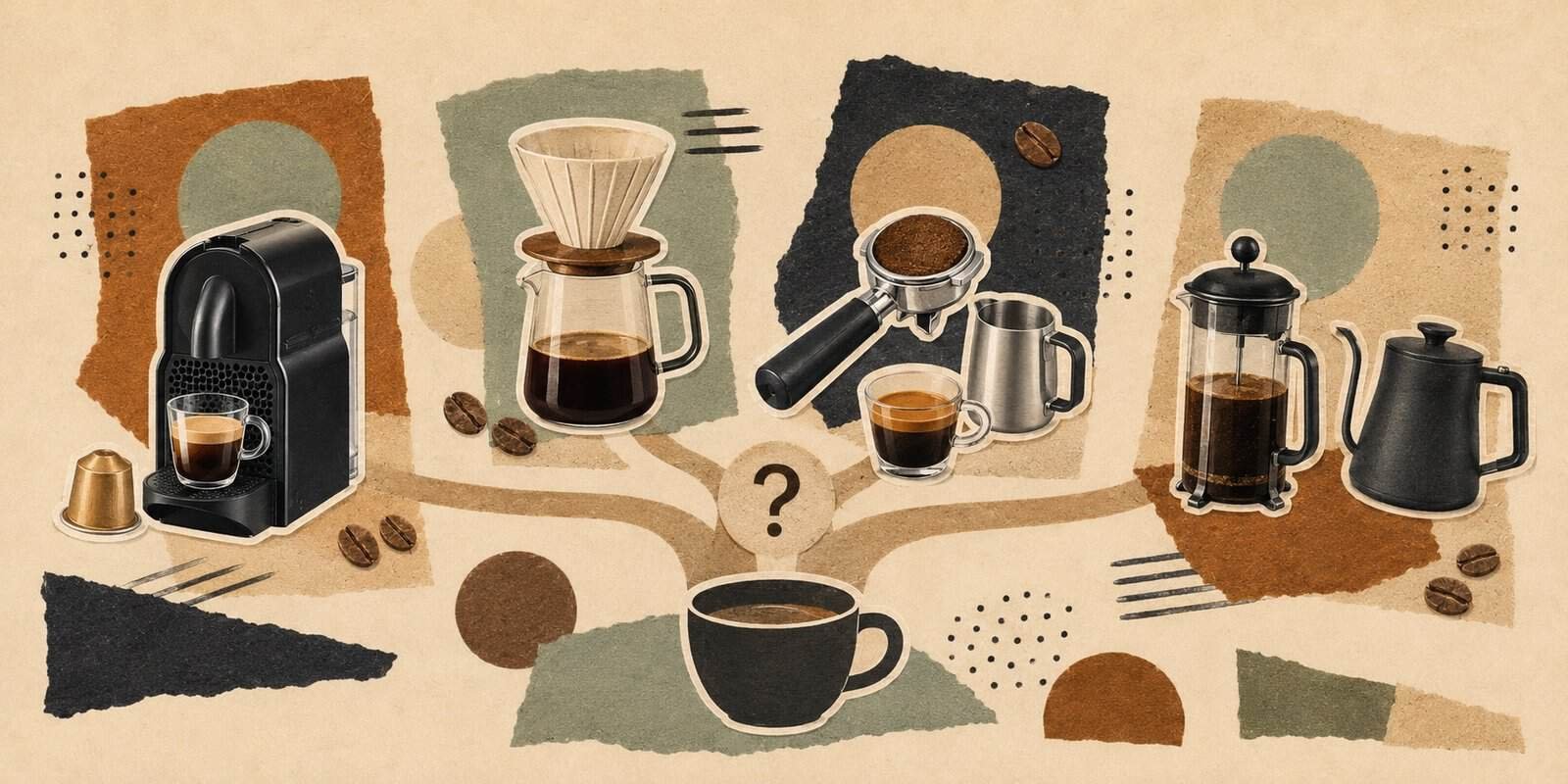 How to choose a coffee machine – pod, drip, espresso, and French press types compared side by side