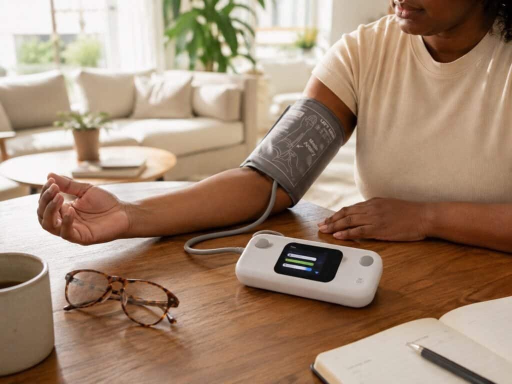 Withings BPM Vision upper-arm blood pressure monitor with color screen and connected cuff