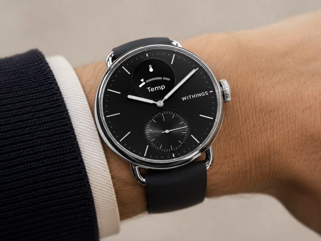 Withings ScanWatch 2 hybrid smartwatch with analog dial and small health data display