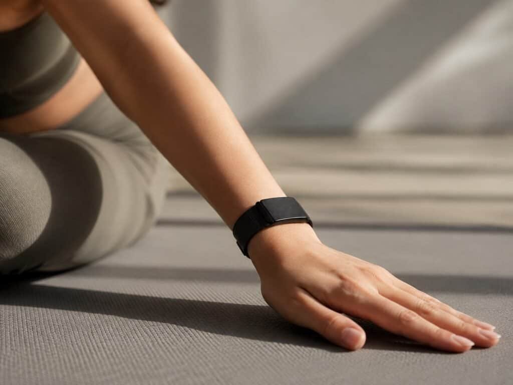 Amazfit Helio Strap worn on the upper arm during strength or interval training